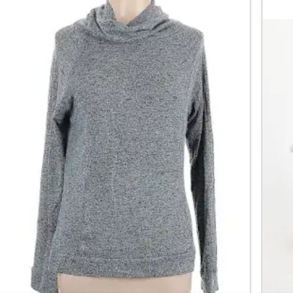 Heather Gray Women's Cowl Neck Lightweight Soft Stretchy Top With Pocket